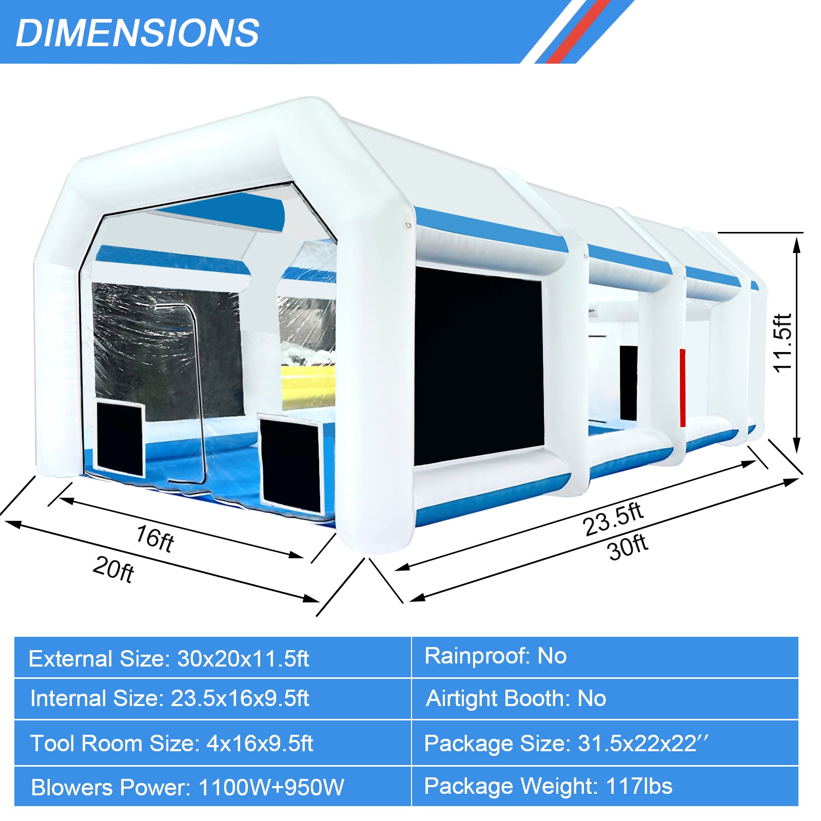 Inflatale Paint Booth 30X20X11.5FT Portable Spray Paint Tent Car Works –  flapkwan