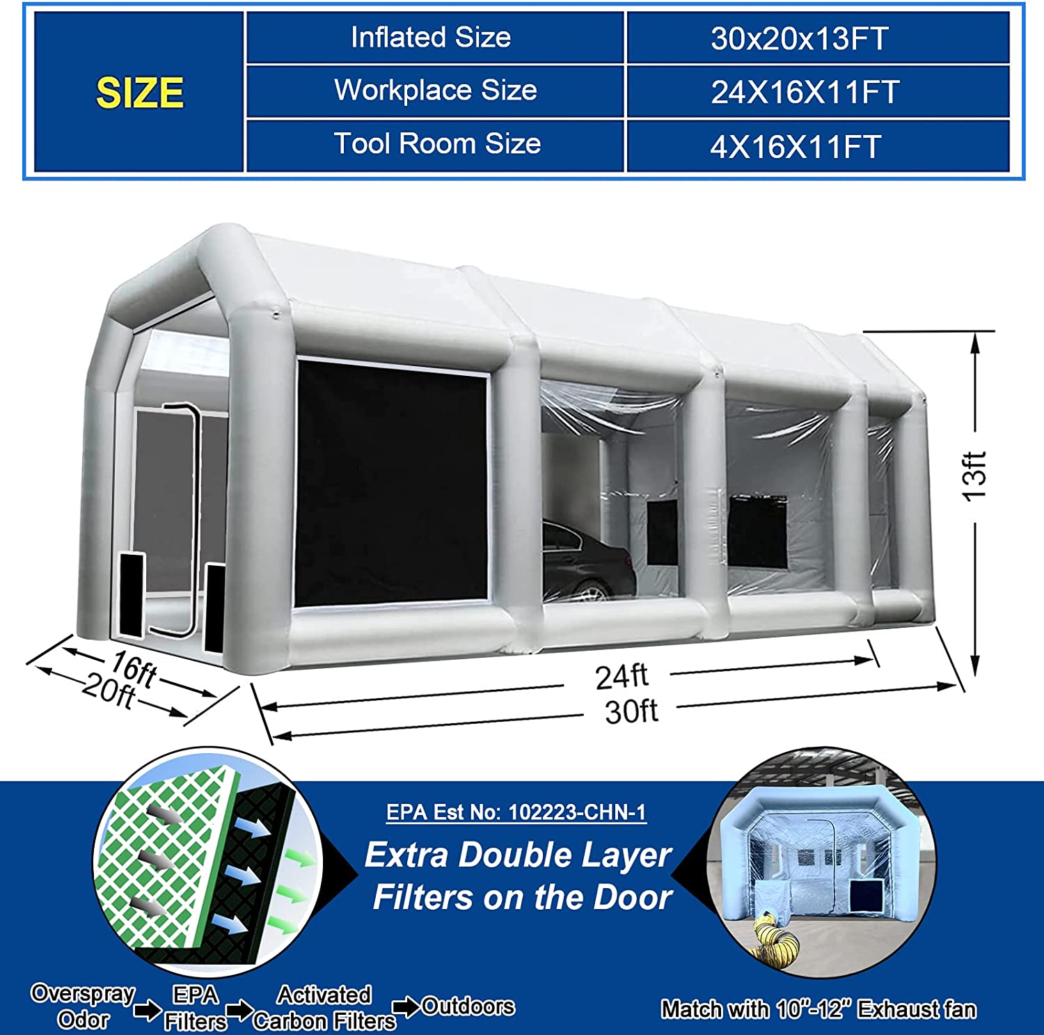 FLAPKWAN Inflatable Spray Paint Booth Portable Paint Tent Car Workstat –  flapkwan